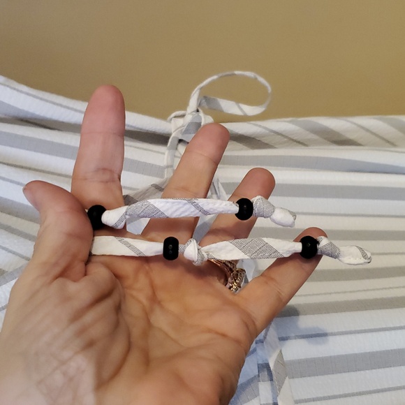 Calvin Klein White Grey Faux-Wrap Striped A-Line Maxi Dress Size 10 NWOT'S - Picture 9 of 13